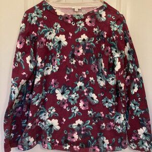 Talbots 100% Cotton Burgundy Floral Light sweater, Women’s XLp – Long Sleeve